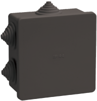 Коробка распаячная КМ41235 для открытой проводки с защелкивающейся крышкой безгалогенная (HF) 85х85х40мм IP44 6 гермовводов черная (RAL 9005) IEK