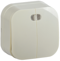 GLORY Выключатель 2-клавишный для открытой установки с индикацией 10А ВС20-2-1-ХК кремовый IEK