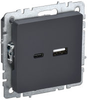 BRITE Розетка USB A+C 18Вт РЮ11-1-БрГ графит IEK