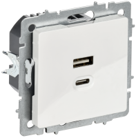 BRITE Розетка USB A+C 45Вт высокоскоростная зарядка РЮ11-2-БрБ белый IEK