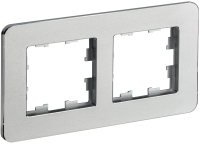 BRITE Рамка 2-местная РУ-2-1-Бр металл алюминий RE IEK