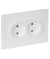 FORTE&PIANO Розетка 2-местная без заземления без защитных шторок безвинтовое крепление 10А FP226 белый IEK