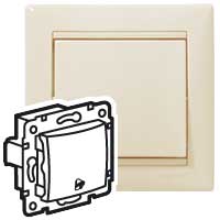 VALENA Выключатель 1-клавишный самовозвартный с символом звонка схема 1P 10А безвинтовые зажимы слоновая кость