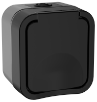 TORS Розетка 1-местная с заземляющим контактом и крышкой 16А IP55 TS120 графит IEK