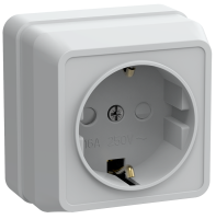 OKTAVA Розетка 1-местная с заземлением с защитными шторками для открытой установки 16А РСш20-3-ОБ белый GENERICA