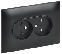 SKANDY Розетка 2-местная без заземления без защитных шторок 10А в сборе SK-R10Bl черный IEK