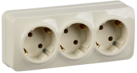 GLORY Розетка 3-местная для открытой установки с заземлением без защитных шторок 16А РС23-3-ХК кремовый IEK