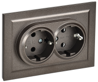 BRITE Розетка 2-местная с заземлением без защитных шторок 16А в сборе РС12-3-БрТБ темная бронза IEK