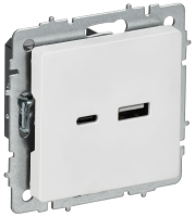 BRITE Розетка USB A+C 18Вт РЮ11-1-БрАБ арктический белый IEK