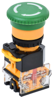 Кнопка D8-11ZS "Грибок" d=22мм 1NO+1NC поворотная с фиксацией зеленая IEK