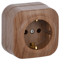 GLORY Розетка 1-местная для открытой установки с заземлением без защитных шторок 16А РС20-3-ХД дуб IEK