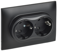 SKANDY Розетка 2-местная с заземлением с защитными шторками 16А в сборе SK-R07Bl черный IEK
