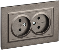 BRITE Розетка 2-местная без заземления с защитными шторками 10А в сборе РСш12-2-БрТБ темная бронза IEK