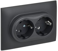 SKANDY Розетка 2-местная с заземлением без защитных шторок 16А в сборе SK-R08T титан IEK