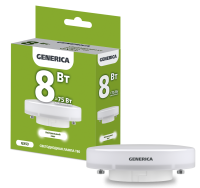Лампа светодиодная T80 таблетка 8Вт 230В 4000К GX53 GENERICA