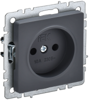 BRITE Розетка 1-местная без заземления без защитных шторок 10А РС10-1-0-БрГ графит IEK