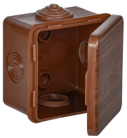 Коробка распаячная КМ для открытой проводки с откидной крышкой 65х65х50мм IP54 4 гермоввода дуб IEK