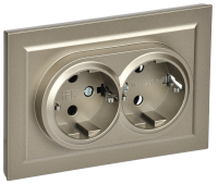 BRITE Розетка 2-местная с заземлением без защитных шторок 16А в сборе РС12-3-БрШ шампань IEK