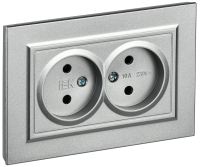 BRITE Розетка 2-местная без заземления без защитных шторок 10А в сборе РС12-2-БрА алюминий IEK