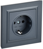 BRITE Розетка 1-местная с заземлением с защитными шторками 16А в сборе РСР14-1-0-БрМ маренго IEK