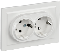 BRITE Розетка 2-местная с заземлением с защитными шторками 16А в сборе РСш12-3-БрБ белый