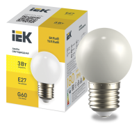Лампа светодиодная декоративная G60 шар 3Вт 230В теплый белый E27 IEK