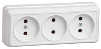 OKTAVA Розетка 3-местная без заземления для открытой установки 10А РС23-2-ОБ белый GENERICA