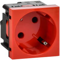 Розетка 45град с заземляющим контактом без защитной шторки и винтовым зажимом (2 модуля) красная