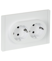 FORTE&PIANO Розетка 2-местная с заземлением с защитными шторками безвинтовое крепление 16А FP223 белый IEK
