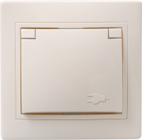 KVARTA Розетка 1-местная с заземлением с защитными шторками с крышкой 16А РСбш10-3-ККм кремовый GENERICA