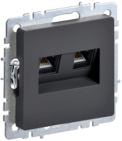 BRITE Розетка компьютерная двойная RJ45 кат.6 РК11-2-БрГ графит IEK
