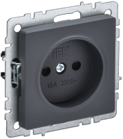 BRITE Розетка 1-местная без заземления с защитными шторками 10А РСш10-2-БрГ графит IEK
