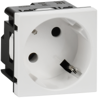 Розетка 45град с заземляющим контактом без защитной шторки и винтовым зажимом (2 модуля) белая