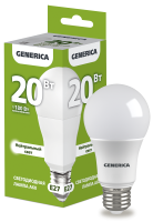 Лампа светодиодная A60 груша 20Вт 230В 4000К E27 GENERICA