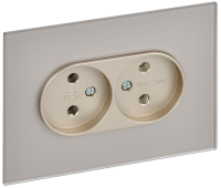 SKANDY Розетка 2-местная без заземления без защитных шторок для плоской вилки 10А SK-R03Sh стекло шампань IEK