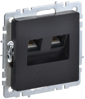 BRITE Розетка компьютерная двойная RJ45 кат.6 РК11-2-БрЧ черный IEK