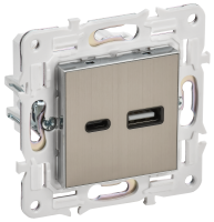 SKANDY Розетка USB A+C 3,1А SK-R14N металл никель IEK