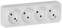 GLORY Розетка 4-местная для открытой установки без заземления без защитных шторок 10А РС24-2-ХБм белый матовый IEK