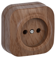 GLORY Розетка 1-местная для открытой установки без заземления без защитных шторок 10А РС20-2-ХД дуб IEK