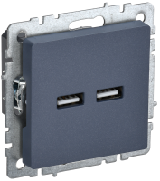 BRITE Розетка USB A+A 5В 3,1А РЮ10-1-БрМ маренго IEK