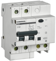 Дифференциальный автоматический выключатель АД12 2Р 63А 100мА GENERICA