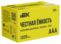 Батарейка щелочная Alkaline LR03/AAA (28/бокс) IEK
