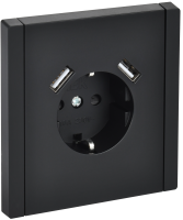 FORTE&PIANO Розетка 1-местная с заземлением с защитными шторками винтовое крепление 16А USB A+A 3,1А FP145 черный IEK