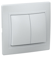 KVARTA Выключатель 2-клавишный 10А ВС10-2-0-КБ белый GENERICA