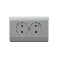 431421 - (NEW3-E) Розетка б/з со шторками двойная, 16А, серебряный (CHINT)