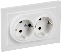 BRITE Розетка 2-местная с заземлением с защитными шторками 16А в сборе РСш12-3-БрАБ арктический белый IEK