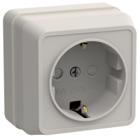 OKTAVA Розетка 1-местная с заземлением с защитными шторками для открытой установки 16А РСш20-3-ОКм кремовый GENERICA