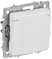 BRITE Розетка 1-местная с заземлением с защитными шторками и крышкой 16А IP20 РСбш10-3-БрАБ арктический белый IEK