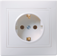 KVARTA Розетка 1-местная с заземлением без защитных шторок 16А кер. РС10-3-КБ белый GENERICA