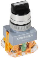 Переключатель D7-20X33 на 3 положения 1NC+1NO с самовозвратом черный GENERICA